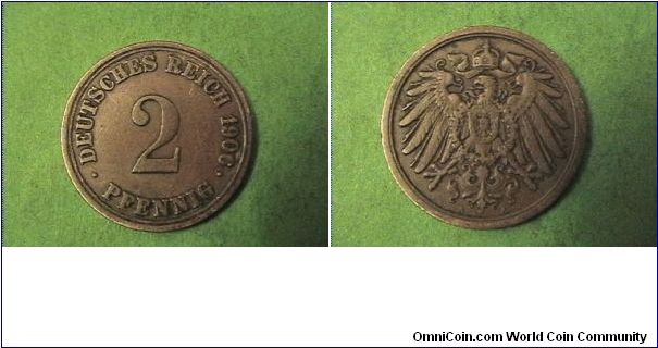 German Empire 1906-A 2 PFENNIG