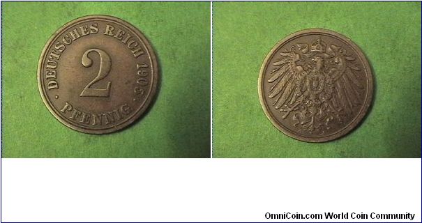 German Empire 1905-A 2 PFENNIG