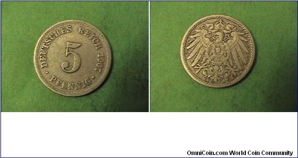 German Empire 1907-A 5 PFENNIG