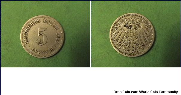 German Empire 1905-A 5 PFENNIG