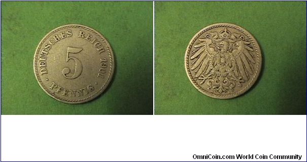 German Empire 1901-A 5 PFENNIG