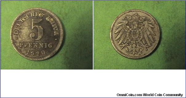 German Empire 1920-J 5 PFENNIG
iron