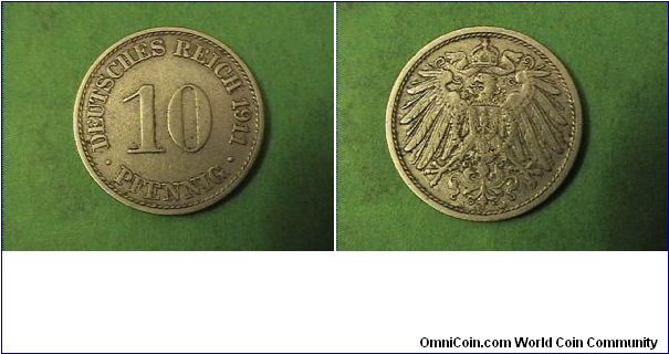 German Empire 1911-A 10 PFENNIG