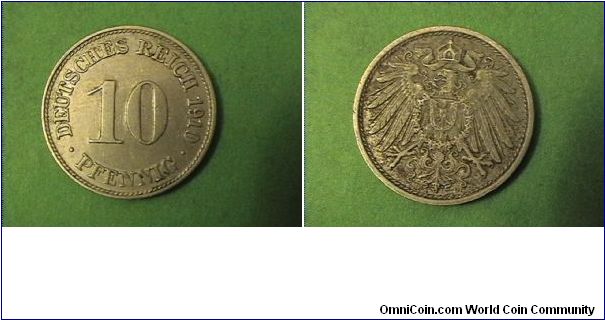 German Empire 1910-D 10 PFENNIG