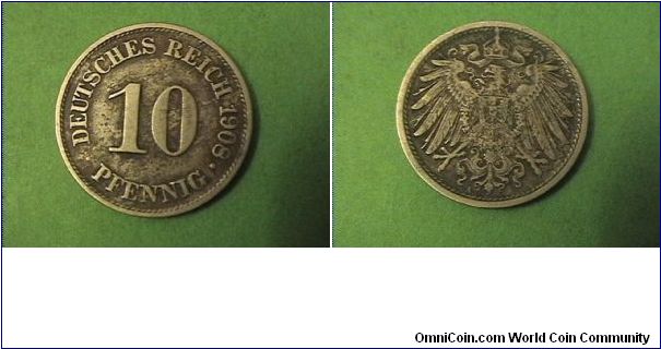 German Empire 1908-A 10 PFENNIG