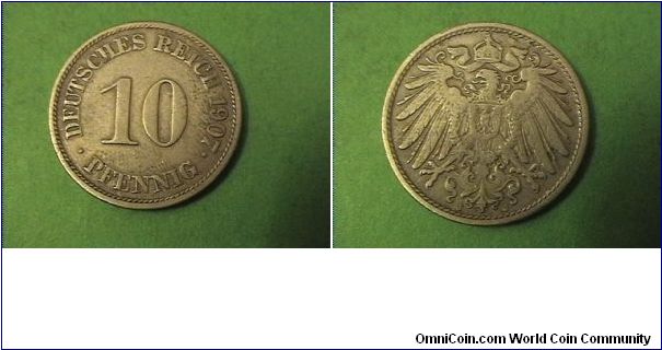German Empire 1907-J 10 PFENNIG