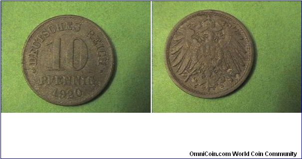 German Empire 1920 10 PFENNIG 
iron