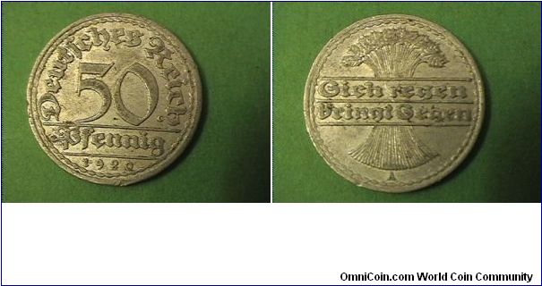 Weimar Republic 1920-A 50 PFENNIG 
Alum.