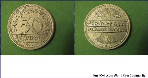 Weimar Republic 1919-A 50 PFENNIG
Alum