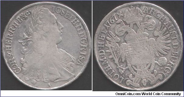 Joseph II thaler minted at Vienna.