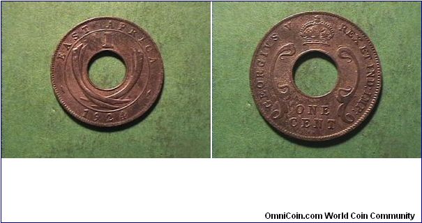 EAST AFRICA
ONE CENT
GEORGE V REX ET IND IMP 1924-H
BRONZE