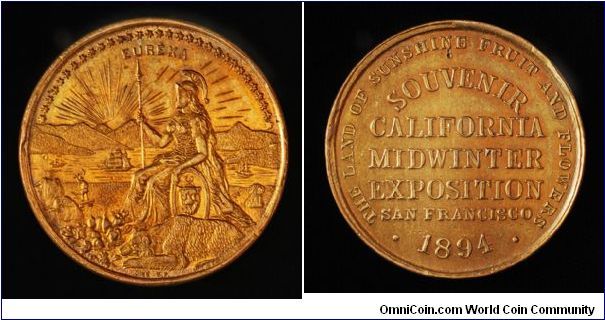 So-called Official California Midwinter International Exposition medal, Type II, Moise, San Francisco.