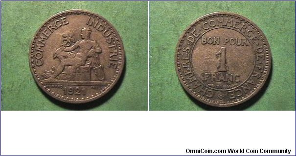 COMMERCE INDUSTRIE CHAMBRES DE COMMERCE DE FRANCE BON POUR 1 FRANC.
alum-bronze