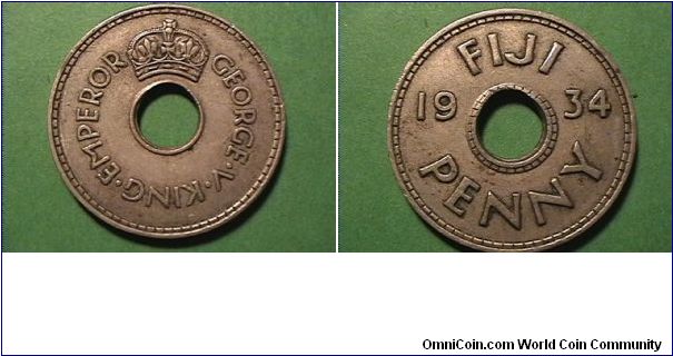 GEORGE V KING EMPEROR
FIJI PENNY
copper-nickel