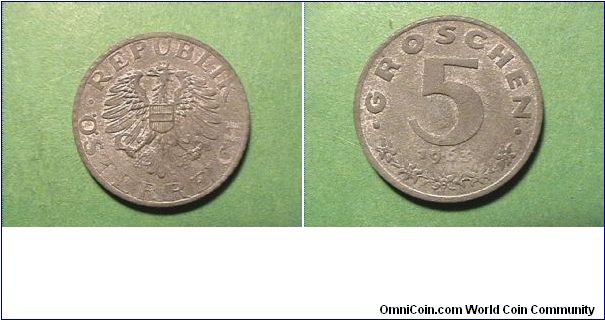 REPUBLIK OSTERREICH
5 GROSCHEN
zinc