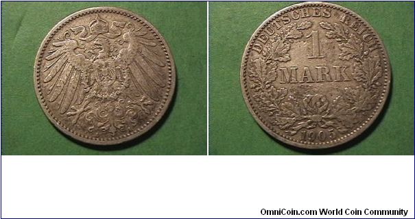 GERMAN EMPIRE
1 MARK 1905-A
0.900 silver
