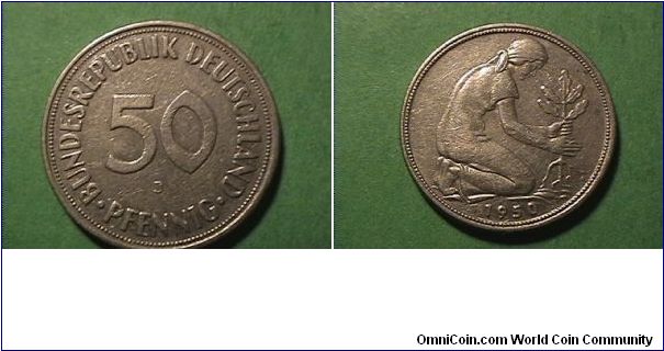 BUNDESREPUBLIK DEUTSCHLAND
50 PFENNIG 1950-J
copper-nickel