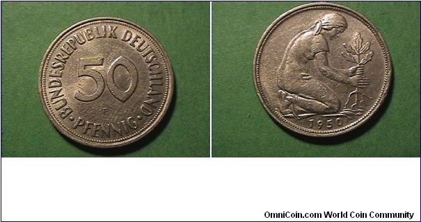 DUNDESREPUBLIK DEUTSCHLAND 50 PFENNIG 1950-F
copper-nickel