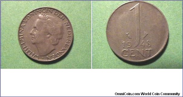 WILHEEMINA KONINGIN DER NEDERLANDEN
1 CENT
bronze