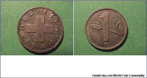 HELVETIA
1 RAPPEN
1949-B
bronze