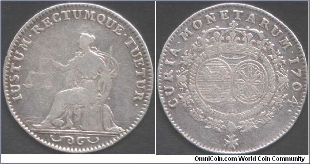 Rare silver jeton dated 1704 issued for the Mint Administration (Cour des Monnaies).