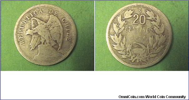 REPUBLICA DE CHILE
20 CENTAVOS
copper-nickel