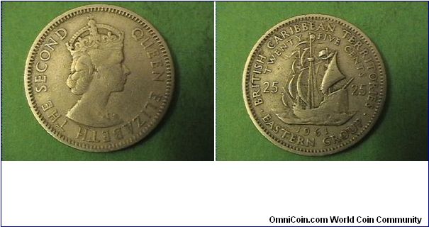 QUEEN ELIZABETH THE SECOND BRITISH CARIBBEAN TERRITORIES EASTERN GROUP
25 CENTS
copper-nickel