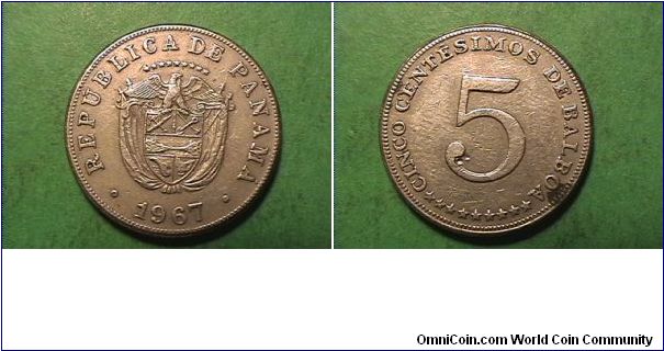 REPUBLICA DE PANAMA
CINCO CENTESIMOS DE BALBOA
copper-nickel