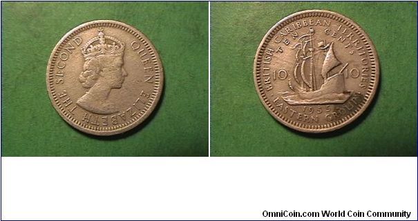QUEEN ELIZABETH THE SECOND
BRITISH CARIBBEAN TERRITORIES EASTERN GROUP
10 CENTS
copper nickel