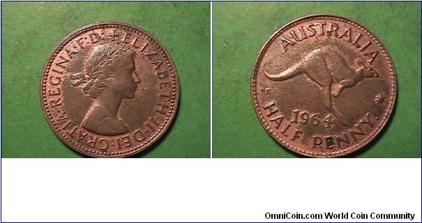 ELIZABETH II DEI GRATIA REGINA FD
AUSTRALIA HALF PENNY
bronze