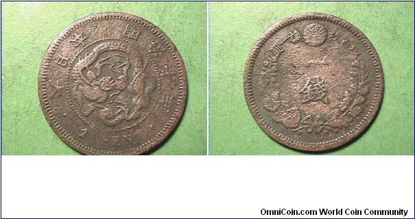 1 SEN
MEIJI 10TH YEAR
copper