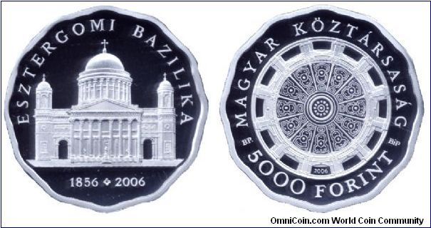 Hungary, 5000 forint, 2006, Ag, From the Series Jewels of Relegious Architecture: The Cathedral of Esztergom, 1856-2006.                                                                                                                                                                                                                                                                                                                                                                                            