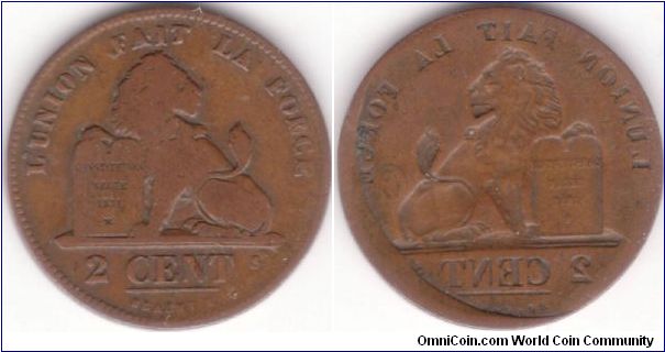2 Centimes 1835 or 1836 - partial brockage
