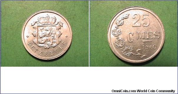LETZEBURG
25 CENTIMES
alum, coin aligned