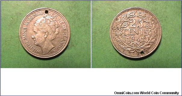 WILHELMINA KONINGIN DER NEDERLANDEN
25 CENTS
0.64 silver