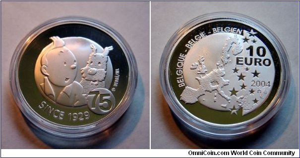 10 euro Tintin (Kuifje) silver Proof