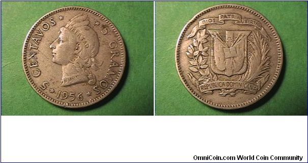 5 CENTAVOS 5 GRAMOS
REPUBLICA DOMINICANA DIOS PATRIA LIBERTAD
copper-nickel