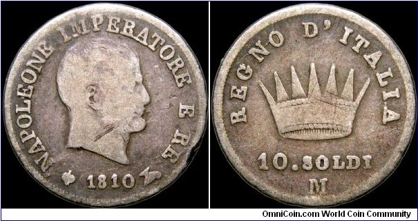 10 Soldi, Napoleonic Kingdom of Italy.                                                                                                                                                                                                                                                                                                                                                                                                                                                                              
