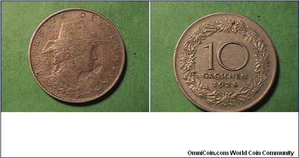 REPUBLIK OESTERREICH
10 GROSCHEN
copper-nickel