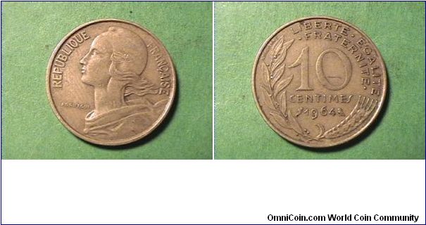 REPUBLIQUE FRANCAISE
LIBERTE EGALITE FRATERNITE
10 CENTIMES
alum-bronze