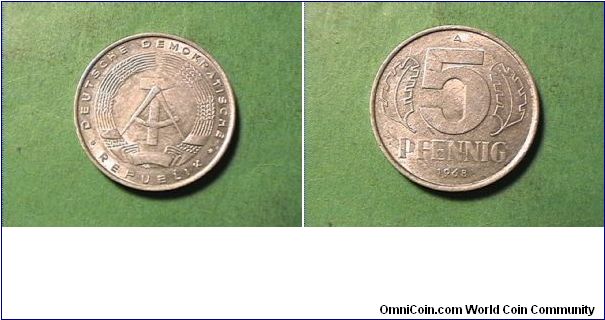 DEUTSCHE DEMOKRATISCHE REPUBLIK
5 PFENNIG
alum