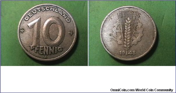German Democratic Republic
DEUTSCHLAND
10 PFENNIG
1948-A
alum