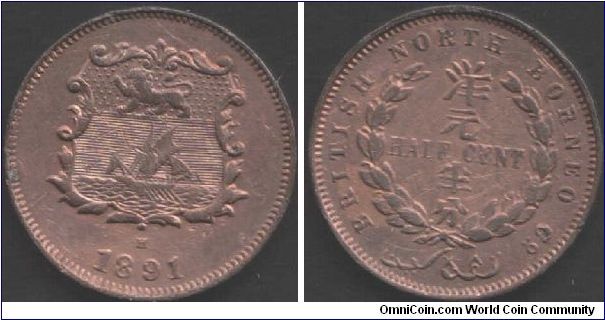 British North Borneo 1/2 cent.