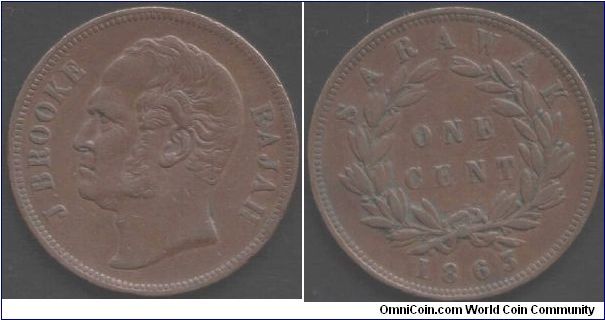 Sarawak 1 cent of Rajah J. Brooke.