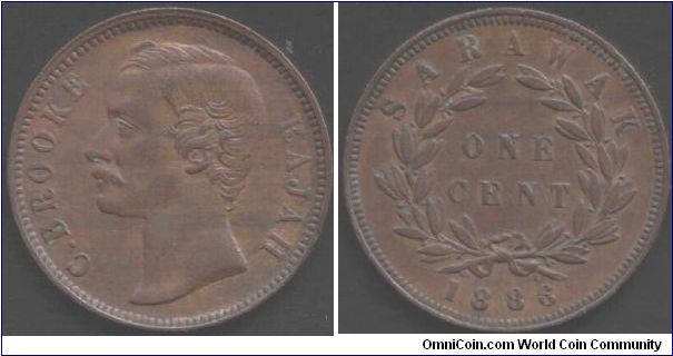 Sarawak 1 cent of Rajah C. Brooke.