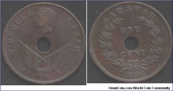 Sarawak 1 cent of Rajah C. Brooke.