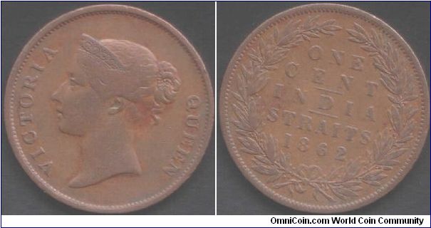 Straits settlements 1 cent issued by the British India Government. Nice lower grade but trouble free coin.