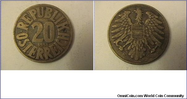 REPUBLIK OSTERREICH
20 GROSCHEN
alum-brass