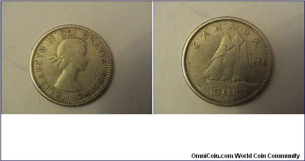 ELIZABETH II DEI GRATIA REGINA
CANADA 10 CENTS
0.800 silver