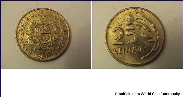 BANCO CENTRAL DE RESERVA DEL PERU
25 CENTAVOS
brass